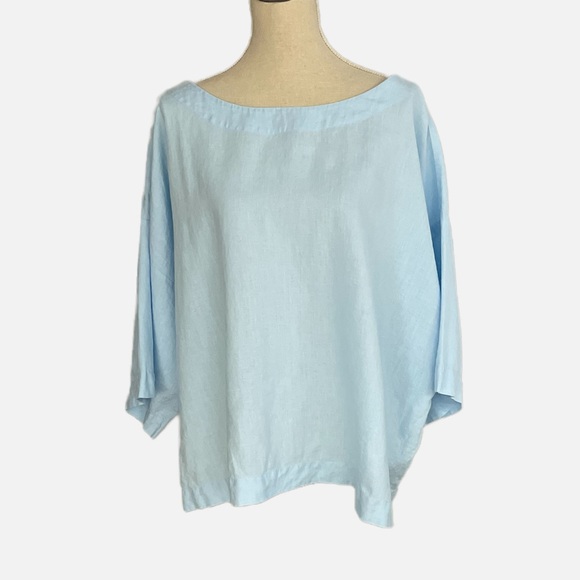 J. Jill Tops - J. Jill pure Jill Linen Top Light Blue Size XL Short Sleeves Summer Classic